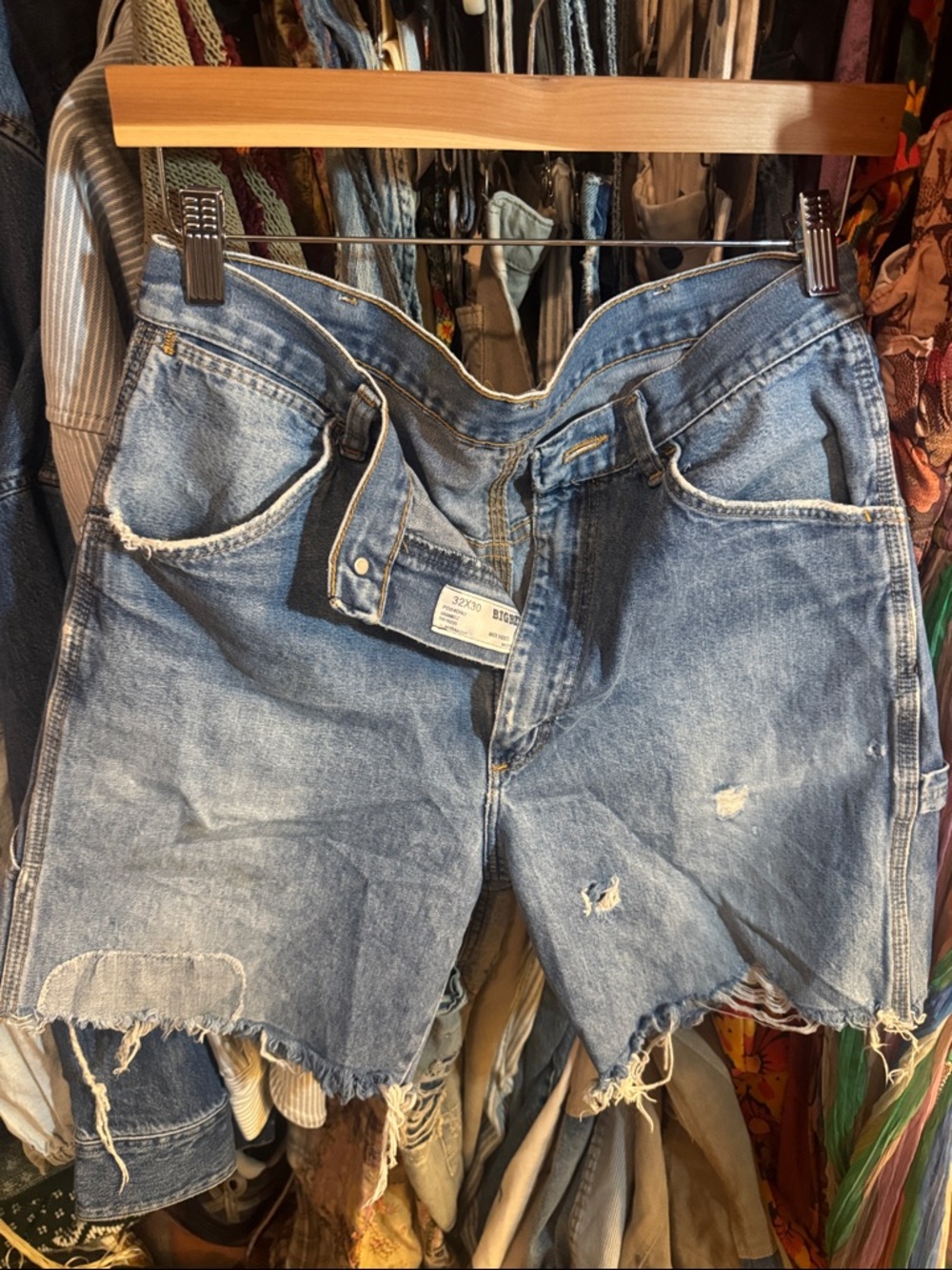 Distressed High-Waist Cutoff Denim Shorts - Big Ben brand size 32